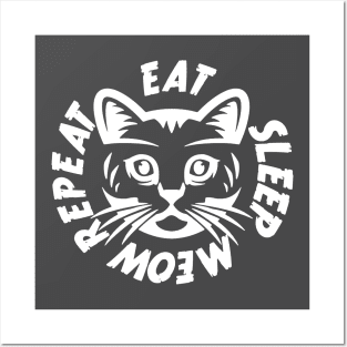 Eat Sleep Meow Repeat Posters and Art